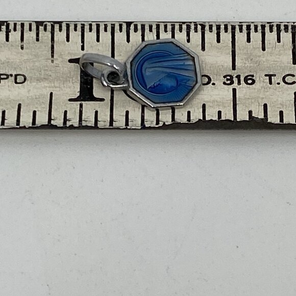 Virgin Mary Lourdes Blue Enamel Pendant Charm Mini Tiny 1/4" Catholic Religious - Picture 3 of 3